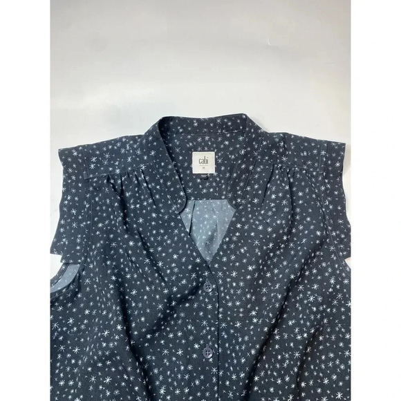 Cabi Astral Blouse Black Tank Top Star Print Button Up Women’s Medium - Picture 4 of 7